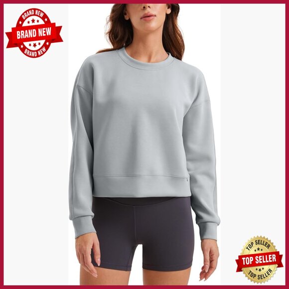 Sweaters - Soft Modal Blend Crewneck Sweatshirt Relaxed Fit Waist Length